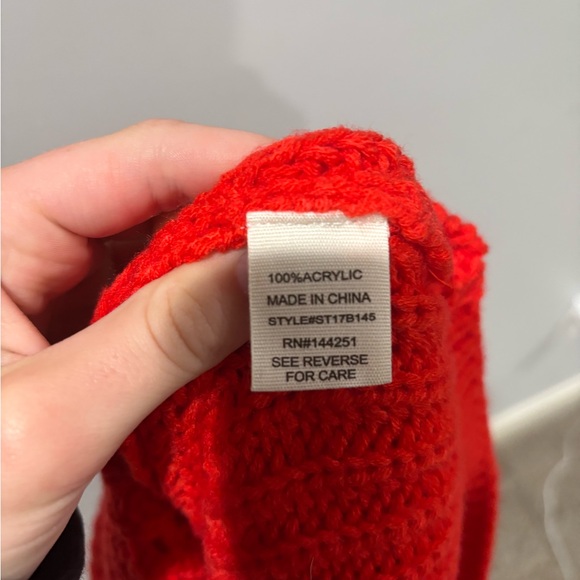 Women’s Red Cowl Neck Knitted Sweater - Picture 4 of 4